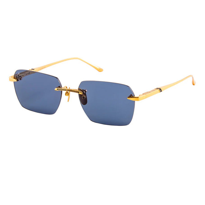 Leisure Society - L'Epine - 24k Gold - Blue Polarized Lenses - Rectangle - Titanium - Rimless - Sunglasses - Luxury Eyewear