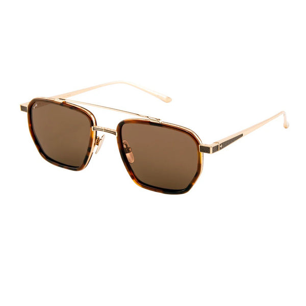Leisure Society - Prism - Tortoise / 18K Gold - Rectangle - Navigator - Acetate Rim - Titanium - Polarized - Sunglasses