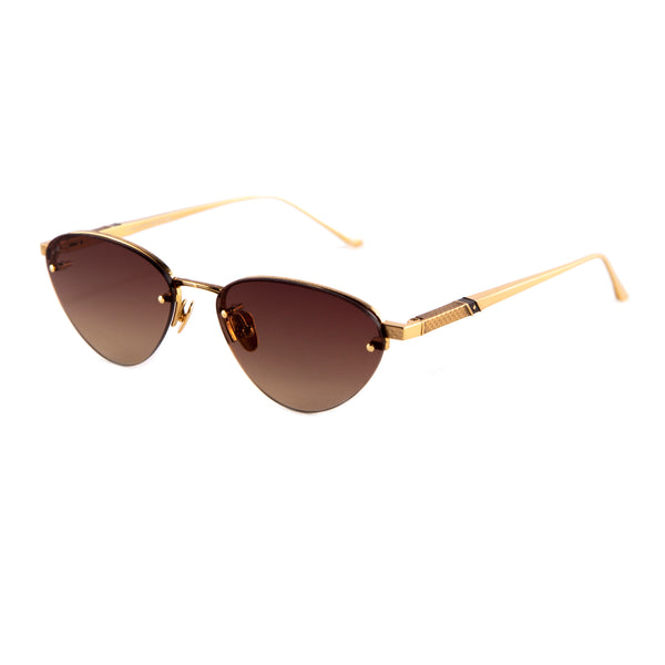 Leisure Society - Sierra - Gold - Gold Mirrored Brown Gradient Tinted Lenses - Drilled Rimless Sunglasses - Titanium - Luxury Eyewear