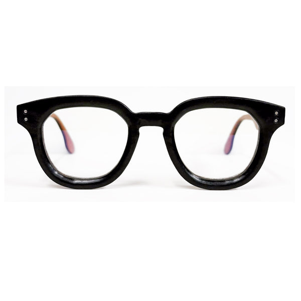 Lucas de Staël - Bold - B01 - Fit A - 73 - Black Leather / Whisky Leather - Rectangle - Leather - Titanium - Eyeglasses - Luxury Eyewear