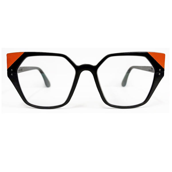 Lucas de Staël - Minotaure - Reg12 - S - B - 01 - Black Leather / Whisky Leather - Rectangle - Leather - Titanium - Eyeglasses - Luxury Eyewear