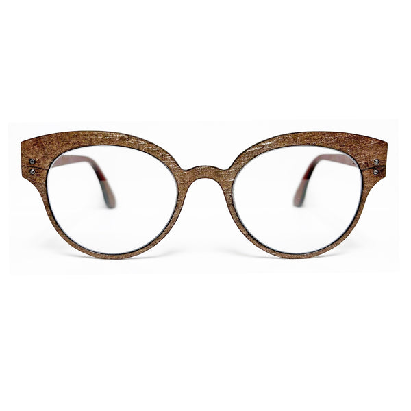 Lucas de Staël - Minotaure - Reg 16 - A - 32 - Copper - Brown Leather - Cat-eye - Cateye - Round - Eyeglasses - Leather - Titanium - Stone - Luxury Eyewear