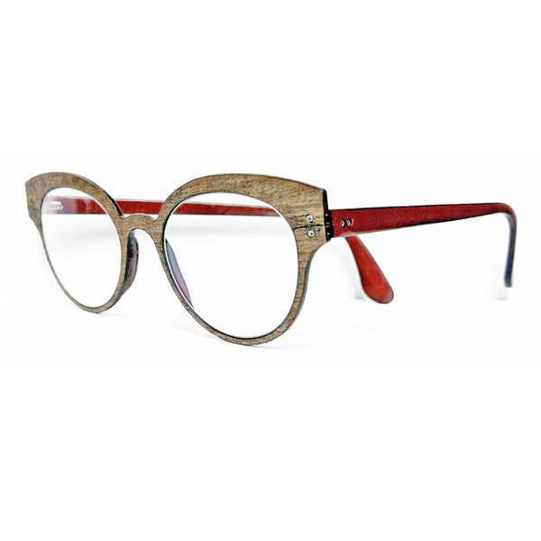 Lucas de Staël - Minotaure - Reg 16 - A - 32 - Copper - Brown Leather - Cat-eye - Cateye - Round - Eyeglasses - Leather - Titanium - Stone - Luxury Eyewear