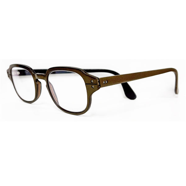 Lucas de Staël - Minotaure - Reg 17 - A - 03 - Olive Leather / Black Leather - Rectangle - Leather - Titanium - Eyeglasses - Luxury Eyewear