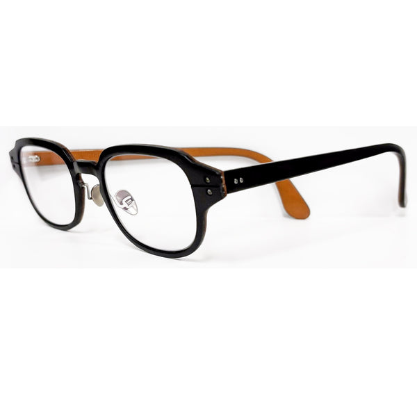 Lucas de Staël - Minotaure - Reg 17 - Nose Pads - 01 - Black Leather / Whisky Leather - Rectangle - Leather - Titanium - Eyeglasses - Luxury Eyewear