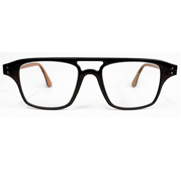 Lucas de Staël - Minotaure - Reg 21 - B - 34 - Chocolate Leather / Cappuccino Leather - Rectangle - Leather - Titanium - Eyeglasses - Luxury Eyewear