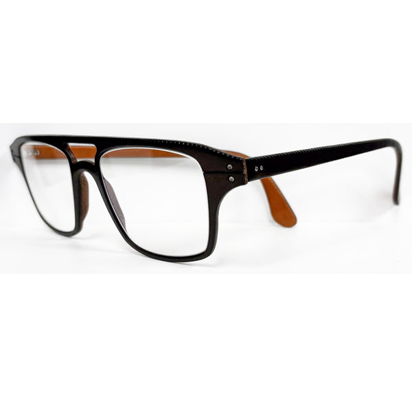Lucas de Staël - Minotaure - Reg 21 - B - 34 - Chocolate Leather / Cappuccino Leather - Rectangle - Leather - Titanium - Eyeglasses - Luxury Eyewear