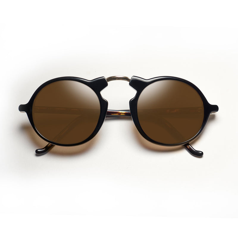 MD1888 - BUCHANAN - 8042 - Black-Tort / Gold / Brown-Tinted Lenses - Round - Plastic - Acetate - Sunglasses