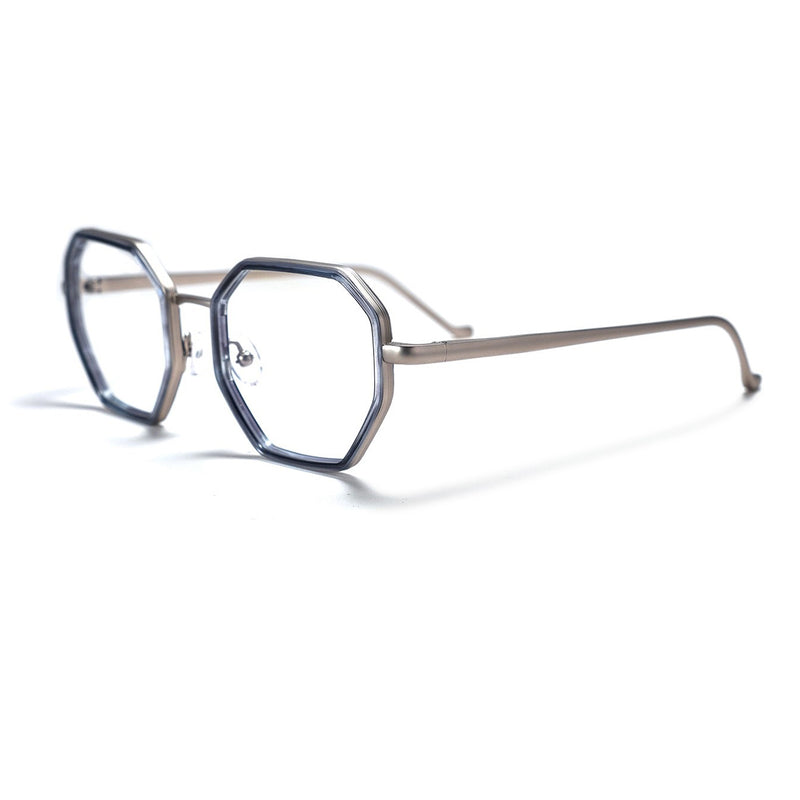MD1888 - EVELYN - M - 8084 - Blue Smoke / Matte Silver - Octagonal - Rectangle - Metal - Plastic - Acetate - Eyeglasses
