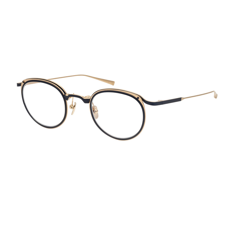Masunaga - Altus - #25 - Navy / Gold - Round - Metal - Titanium - Eyeglasses