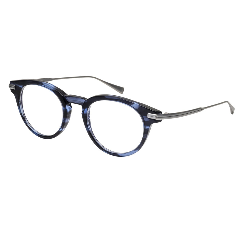 Masunaga - Clef - 25 - Blue / Silver - Round - Rounded - P3 - Zyl - Acetate - Plastic - Eyeglasses