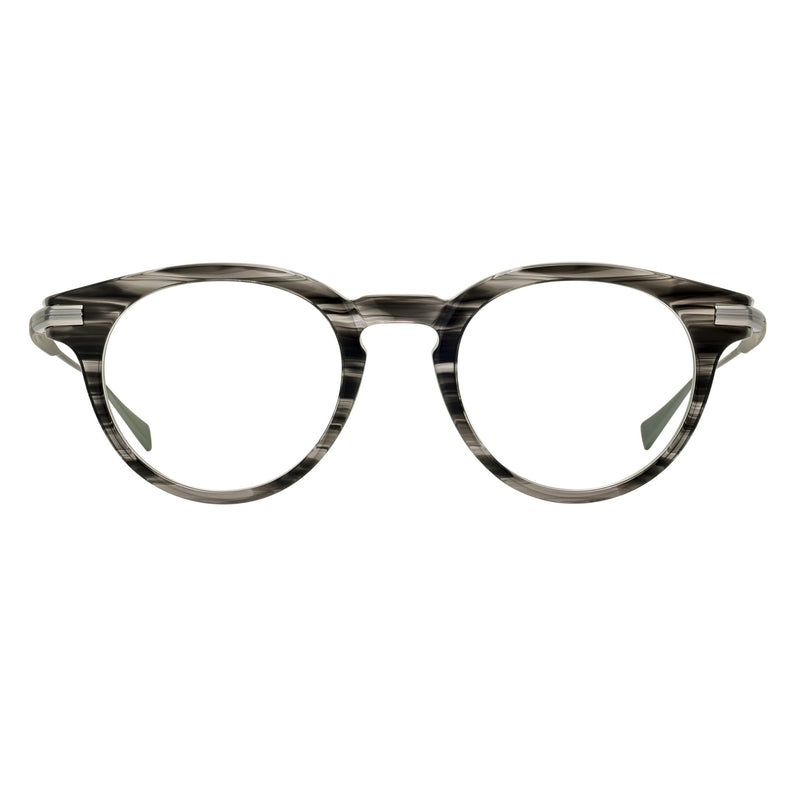 Masunaga - Clef - 38 - Grey / Silver - Round - Rounded - P3 - Zyl - Acetate - Plastic - Eyeglasses