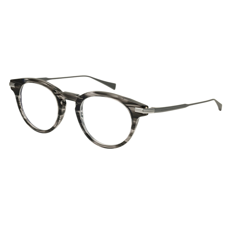 Masunaga - Clef - 38 - Grey / Silver - Round - Rounded - P3 - Zyl - Acetate - Plastic - Eyeglasses