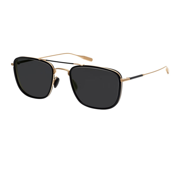 Masunaga - Dizzy - 11 - Shiny Black / Gold / Mineral Glass Polarized Grey Tinted Lenses - Navigator - Rectangle - Titanium - Sunglasses