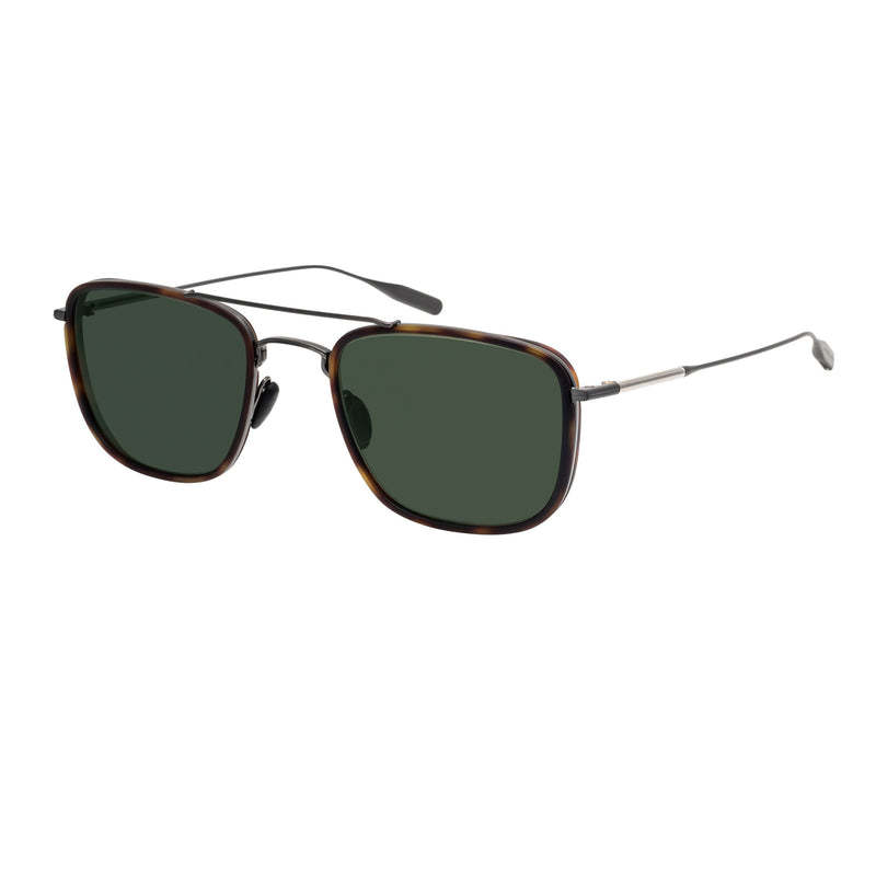 Masunaga - Dizzy - 39 - Matte Tort / Gunmetal / Mineral Glass Polarized Grey-Green Tinted Lenses - Navigator - Rectangle - Titanium - Sunglasses