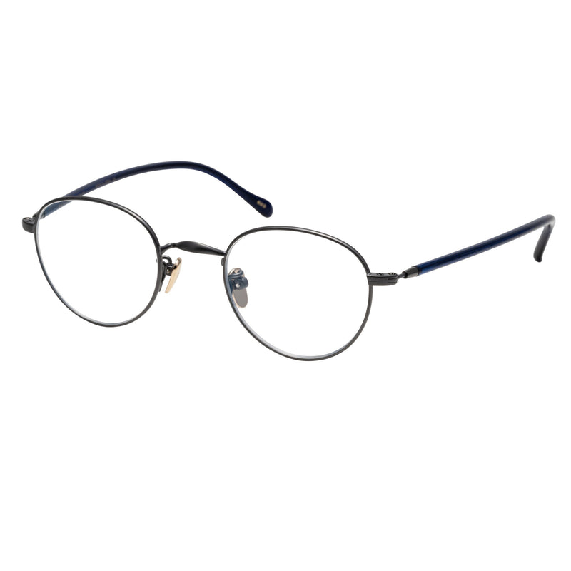 Masunaga - GMS-201T - #39 - Dark Silver / Navy - Round - Oval - Titanium - Eyeglasses