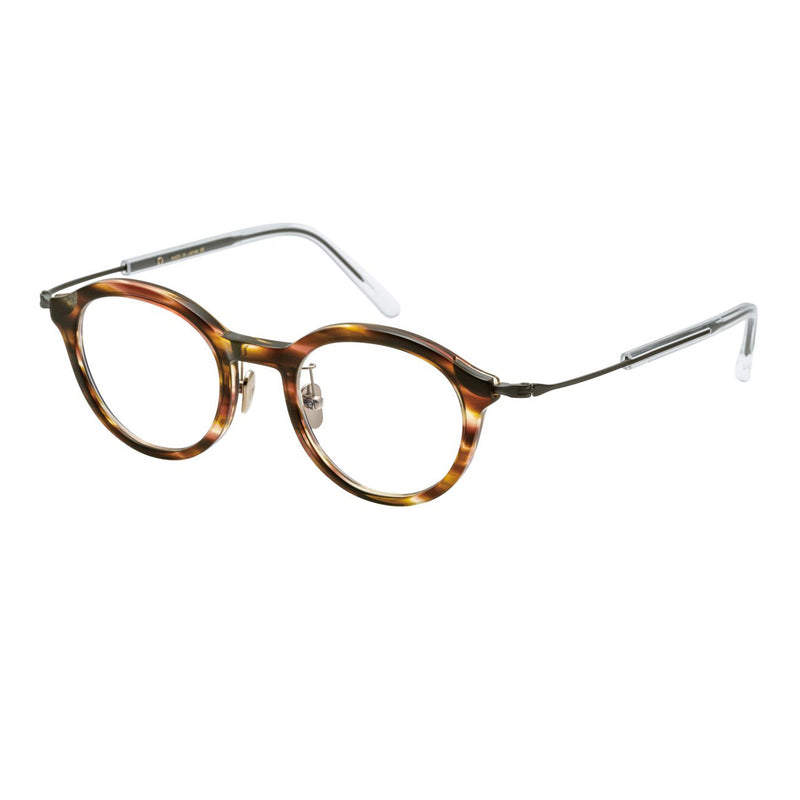 Masunaga - GMS-123 - #33 - Brown / Gunmetal - Round - Plastic - Titanium - Eyewear - Eyeglasses