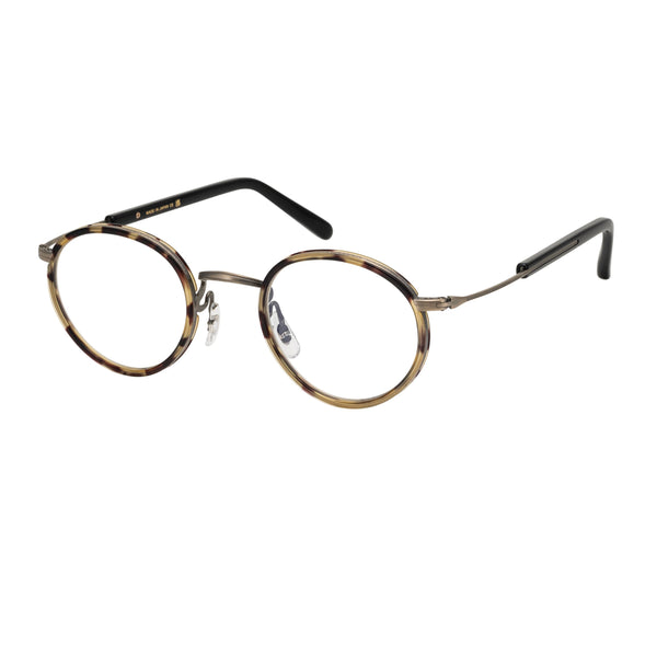Masunaga - GMS-127 - 11 - Light Tortoise / Brushed Sliver / Black - Round - Plastic - Acetate - Titanium - Eyeglasses