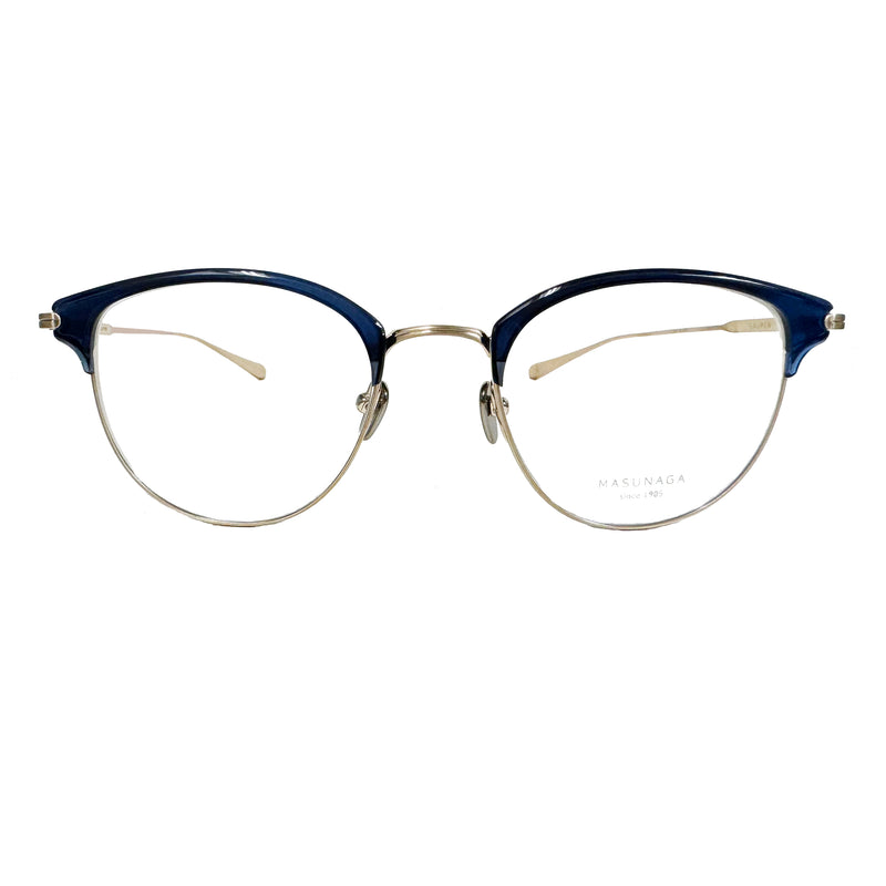 Masunaga - Lauren - 25 - #25 - Navy / Gold - Cateye - Cat-eye - Titanium - Plastic - Eyeglasses