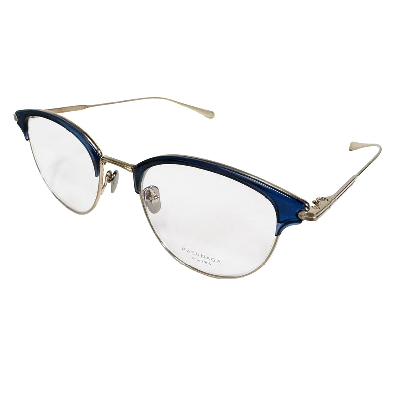 Masunaga - Lauren - 25 - #25 - Navy / Gold - Cateye - Cat-eye - Titanium - Plastic - Eyeglasses