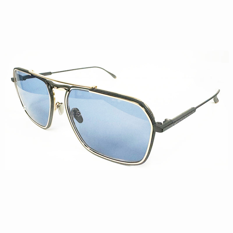 Masunaga - K3 - Kenzo Takada - Misago - S19 - Gunmetal / Gold / Blue Tinted Lenses - Navigator - Titanium - Metal - Rectangle - Sunglasses