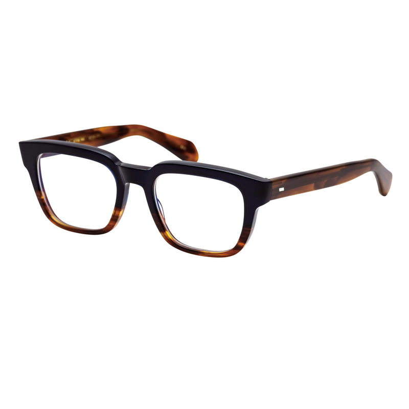 Masunaga - One Hundred - #25 - Navy / Brown - Rectangle - Plastic - Eyeglasses - Eyewear