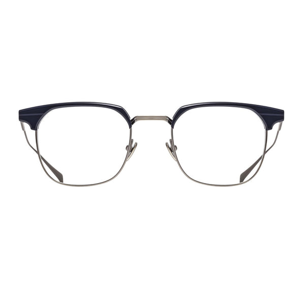 Masunaga - St Marks - 25 - Dark Blue / Matte Silver - Rectangle - Titanium - Metal - Eyeglasses 