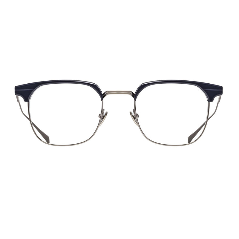 Masunaga - St Marks - 25 - Dark Blue / Matte Silver - Rectangle - Titanium - Metal - Eyeglasses 