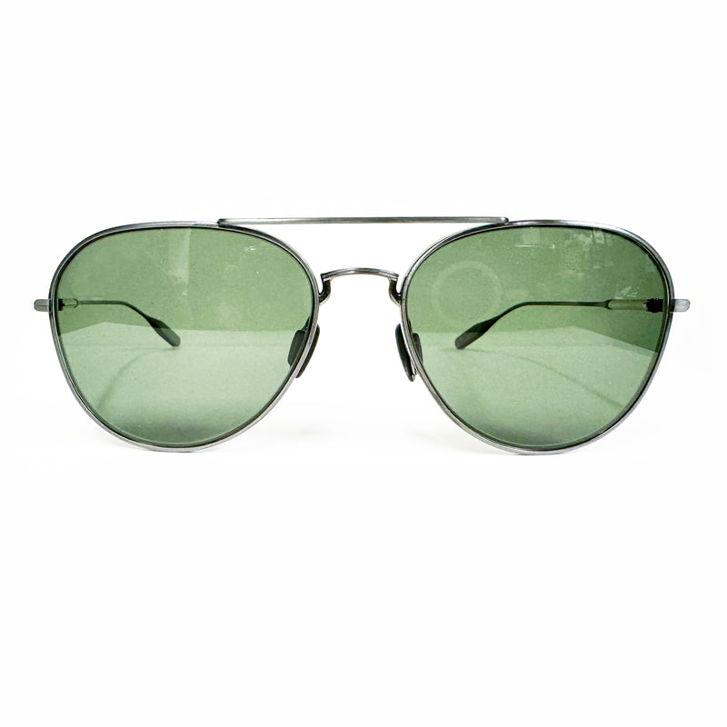 Masunaga - Trane - S39 - #39 - Gunmetal / Mineral Glass Polarized Grey-Green Tinted Lenses - Titanium - Aviator - Sunglasses