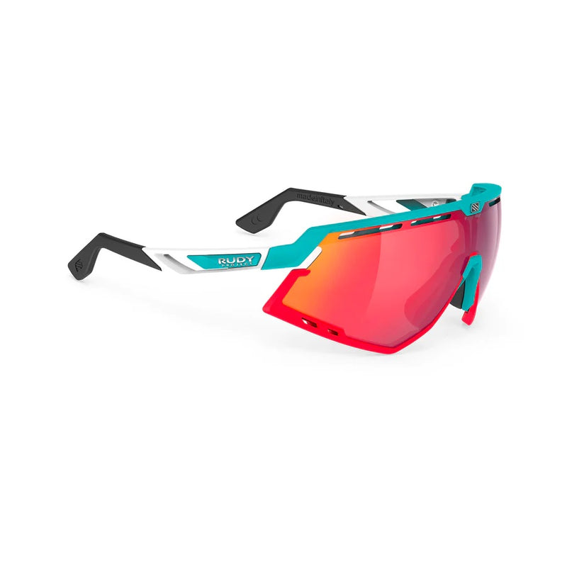 Rudy Project - Defender - Emerald / White / Red Fluo - Multi-Laser Red - Shield Sunglasses - Sunglasses - Sport Sunglasses