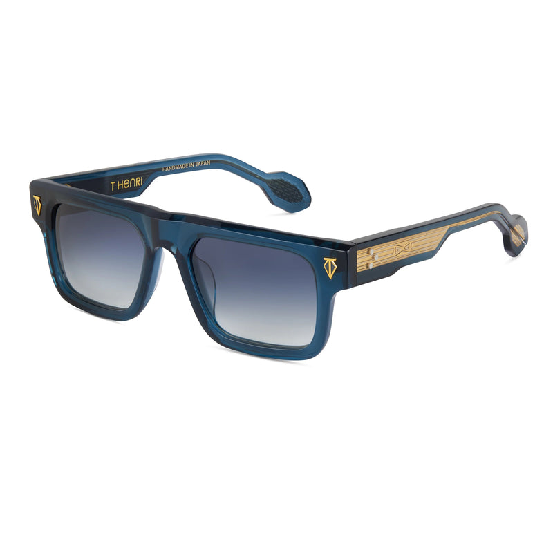 T Henri - 959 - Deep Blue / Dark Navy / Blue Gradient Tinted Lenses - Rectangle - Plastic - Zyl Acetate - Eyeglasses - luxury eyewear