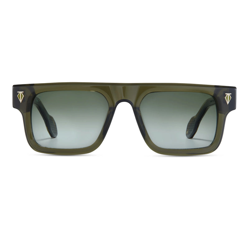 T Henri - 959 - Rainforest - Green Gradient Tinted Lenses - Rectangle - Sunglasses - Acetate - Luxury Eyewear