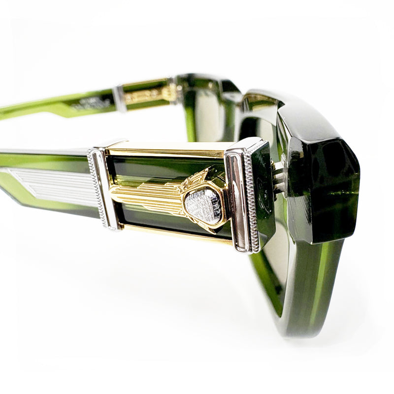 T Henri - Astro - Trefoil - Green-Gold-Silver / G15 Tinted Lenses - Rectangle - Plastic - Sunglasses - Muonionalusta Meteorite - Maison Galactique - Limited Edition - Luxury Eyewear