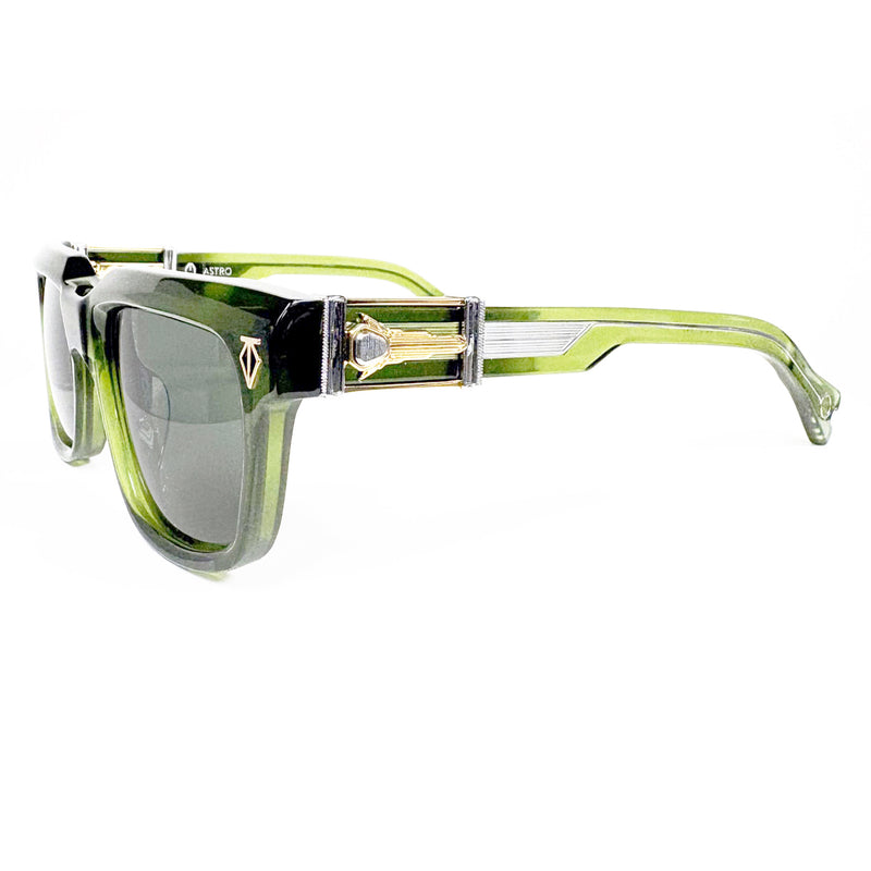 T Henri - Astro - Trefoil - Green-Gold-Silver / G15 Tinted Lenses - Rectangle - Plastic - Sunglasses - Muonionalusta Meteorite - Maison Galactique - Limited Edition - Luxury Eyewear