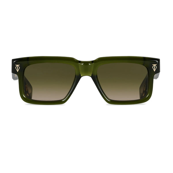 T Henri - Bel Air - Trefoil / Green / Gold - Green to Brown Gradient Tinted Lenses - Rectangle - Acetate - Plastic - Sunglasses - Luxury Eyewear