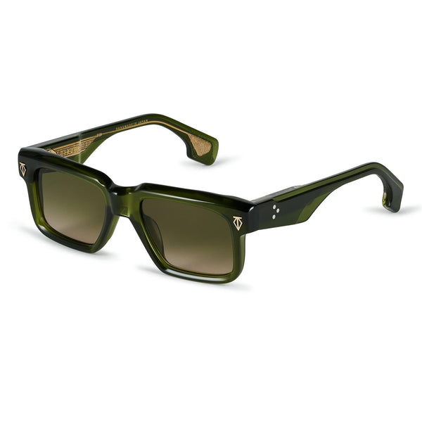 T Henri - Bel Air - Trefoil / Green / Gold - Green to Brown Gradient Tinted Lenses - Rectangle - Acetate - Plastic - Sunglasses - Luxury Eyewear