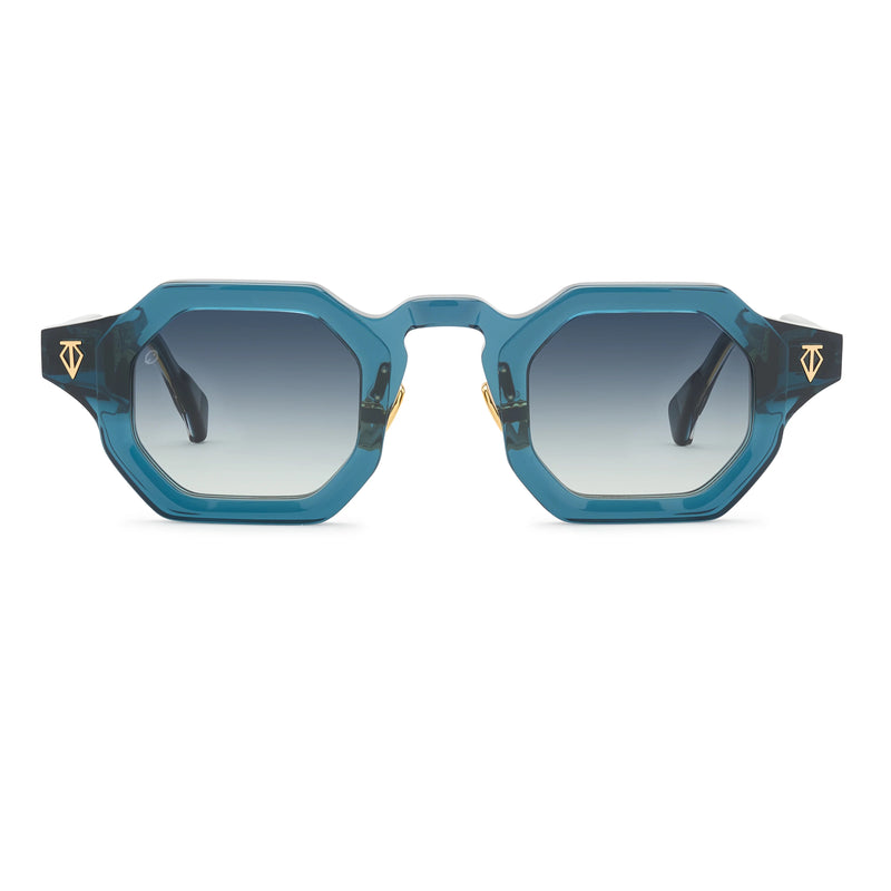 T Henri - Birdcage - Deep Blue - Blue Gradient Tinted Lenses - Octagonal - Acetate - Plastic - Adjustable Nose Pads - Sunglasses - Luxury Eyewear