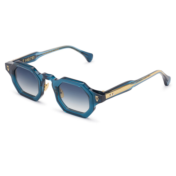 T Henri - Birdcage - Deep Blue - Blue Gradient Tinted Lenses - Octagonal - Acetate - Plastic - Adjustable Nose Pads - Sunglasses - Luxury Eyewear