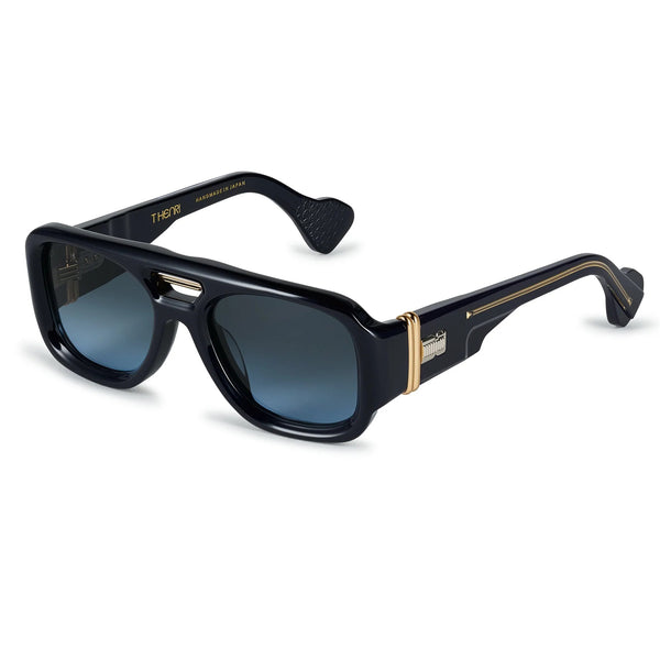T Henri - Bora - Twilight - Black / Gold - Grey to Blue Gradient Tinted Lenses - Acetate - Plastic - Navigator - Sunglasses - Luxury Eyewear