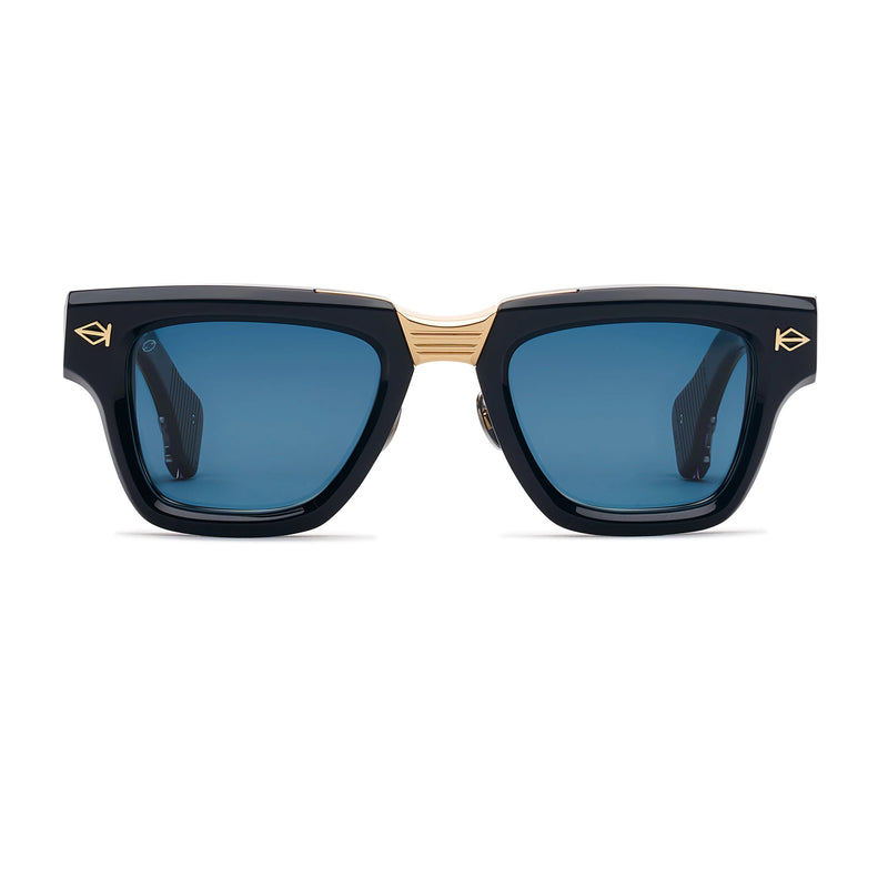 T Henri - CO2 - Twilight - Black-Gold-Silver / Blue-Grey Tinted Lenses - Rectangle - Plastic - Acetate - Titanium - Sunglasses - Muonionalusta Meteorite - Maison Galactique - Luxury Eyewear