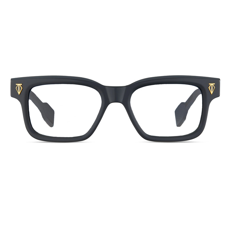 T Henri - Daytona - Obsidian / Black with Gold - Rectangle - Plastic - Acetate - Eyeglasses - Luxury Eyewear