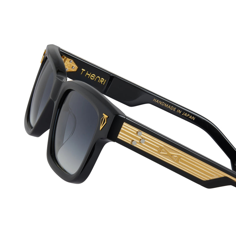 T Henri - Daytona - Obsidian / Black / Blue Gradient Tinted Lenses - Rectangle - Sunglasses - Plastic - Acetate - Luxury Eyewear