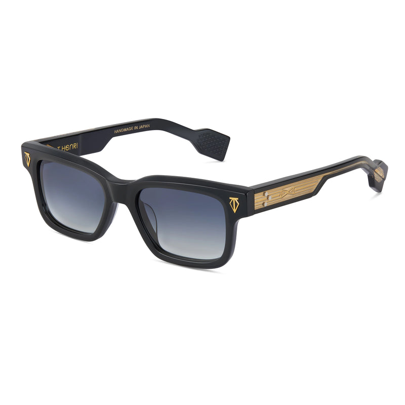 T Henri - Daytona - Obsidian / Black / Blue Gradient Tinted Lenses - Rectangle - Sunglasses - Plastic - Acetate - Luxury Eyewear