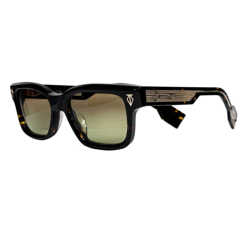 T Henri - Daytona - Petra - Dark Tort / Gold / Brown to Green Gradient Tinted Lenses - Rectangle - Acetate - Plastic - Sunglasses - Luxury Eyewear