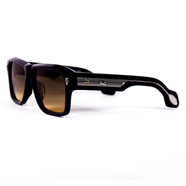 T Henri - Estoque - Shadow II - Black - Grey to Yellow Gradient Tinted Lenses - Rectangle - Acetate - Plastic - Sunglasses - Luxury Eyewear