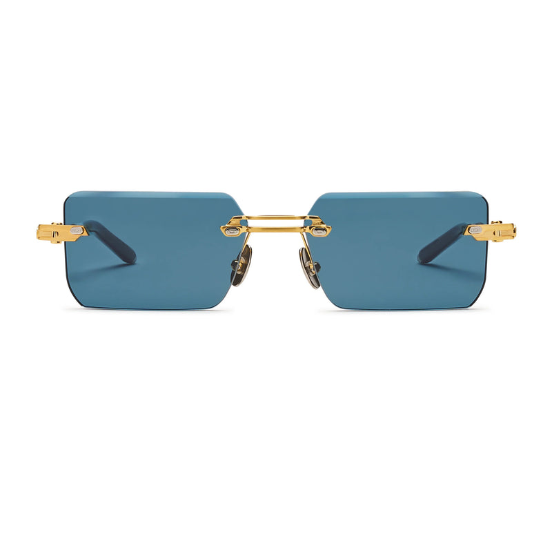 T Henri - Evija - L'or Bleu - Gold - Blue Tinted Lenses - Rectangle - Metal - Rimless - Sunglasses