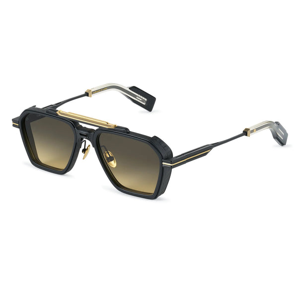 T Henri - GT7 - Traverse - Matte Black / Gold / Grey to Yellow Gradient Tinted Lenses - Navigator - Sunglasses - Rectangle - Titanium - Metal - Acetate - Plastic - Gradient Tinted Lenses - Luxury Eyewear
