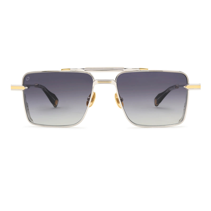 T Henri - GTB - Anomoly - Silver / Gold / Gradient-Grey Lenses - Navigator - Metal - Titanium - Rectangle - Sunglasses - Luxury Eyewear