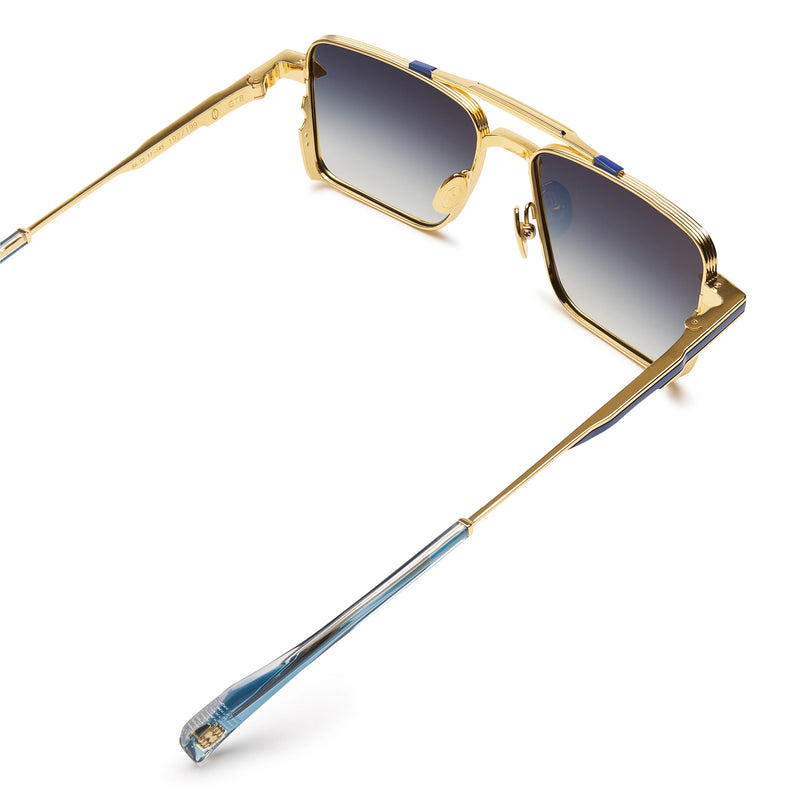 T Henri - GTB - L'or Bleu - Gold / Blue / Gradient-Blue Lenses - Navigator - Metal - Titanium - Rectangle - Sunglasses - Luxury Eyewear