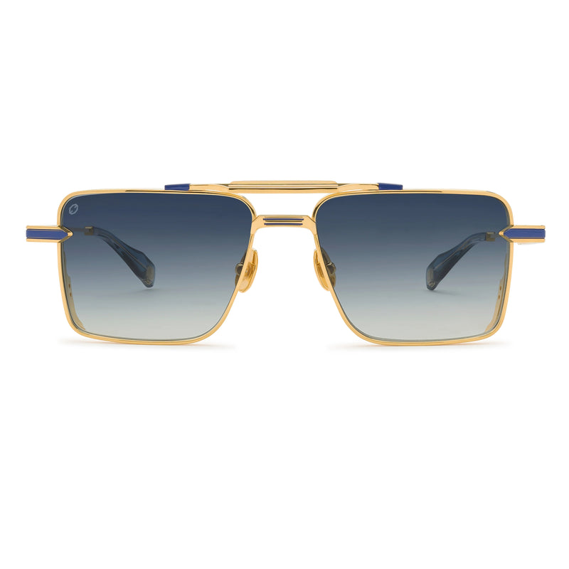 T Henri - GTB - L'or Bleu - Gold / Blue / Gradient-Blue Lenses - Navigator - Metal - Titanium - Rectangle - Sunglasses - Luxury Eyewear